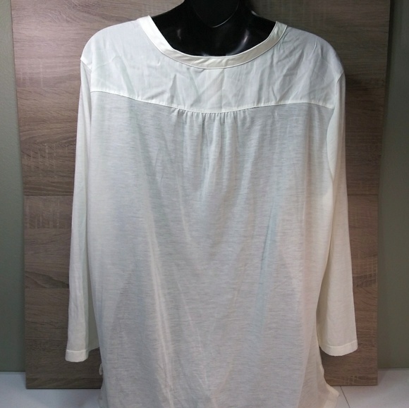 NWT Faded Glory Cream Colored Half Button Shirt - Picture 2 of 3